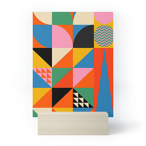 Jen Du Geometric abstraction in color Mini Art Print
