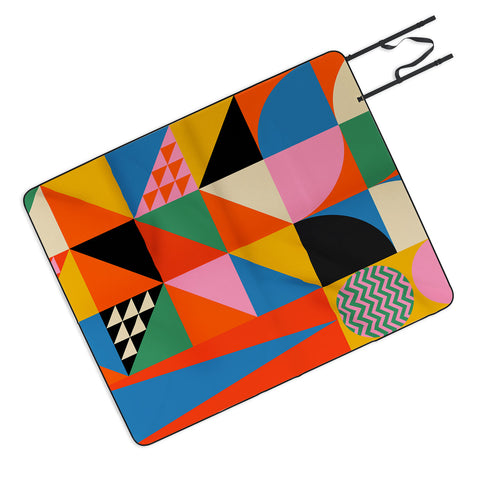 Jen Du Geometric abstraction in color Picnic Blanket