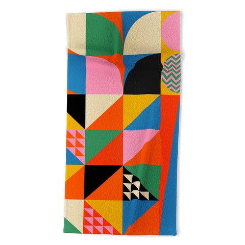 Jen Du Geometric abstraction in color Beach Towel