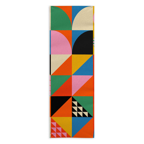 Jen Du Geometric abstraction in color Yoga Towel