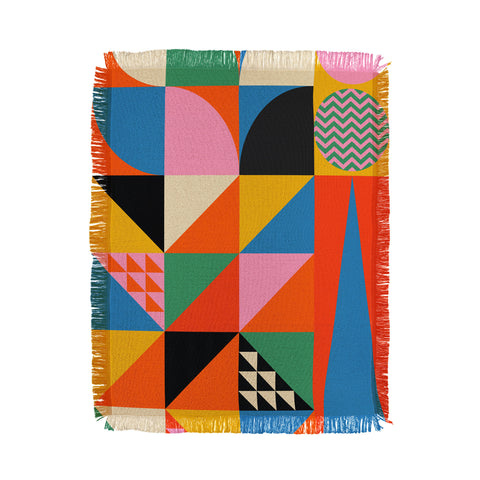 Jen Du Geometric abstraction in color Throw Blanket