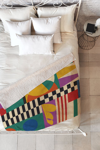 Jen Du Geometric Movement Fleece Throw Blanket