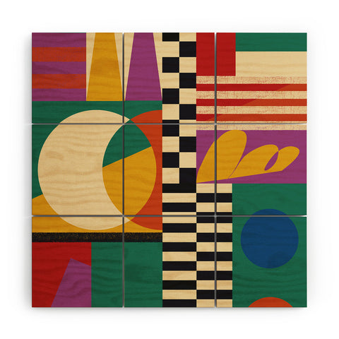 Jen Du Geometric Movement Wood Wall Mural