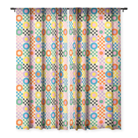 Jen Du Lucky Checkerboard Sheer Window Curtain