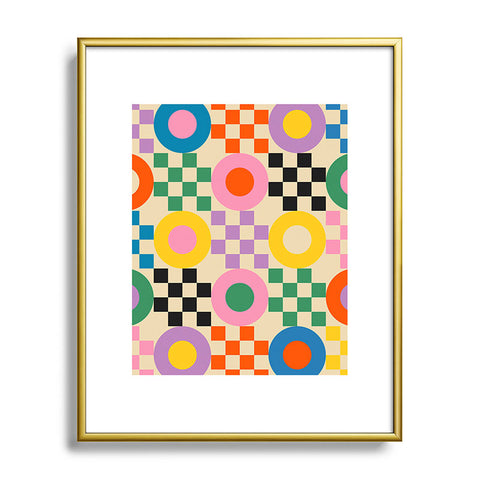 Jen Du Lucky Checkerboard Metal Framed Art Print