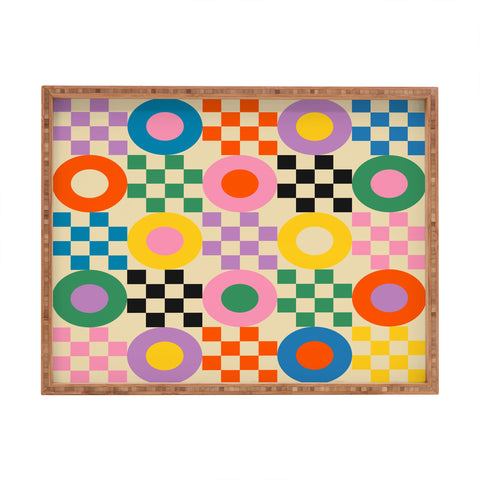 Jen Du Lucky Checkerboard Rectangular Tray