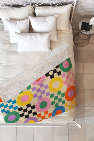 Jen Du Lucky Checkerboard Fleece Throw Blanket