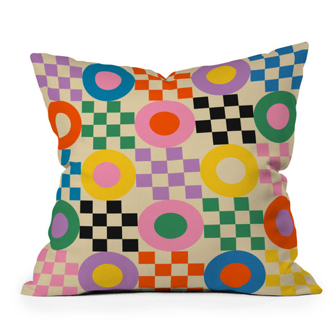 Jen Du Lucky Checkerboard Throw Pillow