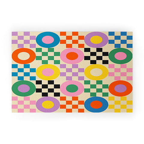 Jen Du Lucky Checkerboard Welcome Mat