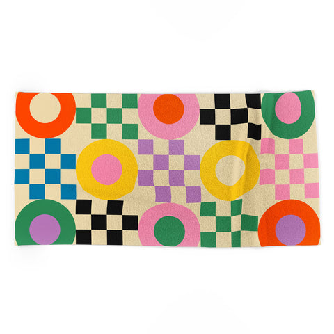 Jen Du Lucky Checkerboard Beach Towel