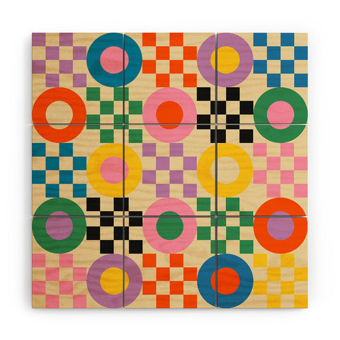 Jen Du Lucky Checkerboard Wood Wall Mural