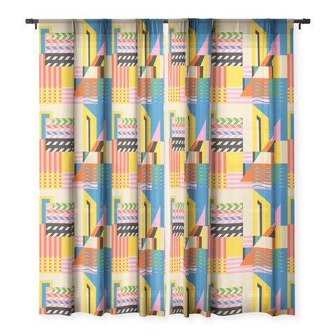Jen Du South France coast Landscape Sheer Window Curtain