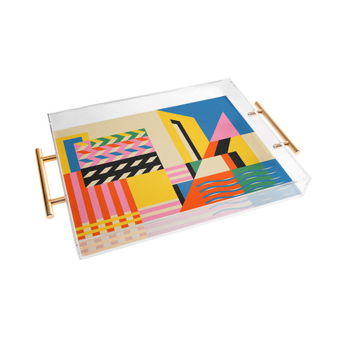 Jen Du South France coast Landscape Acrylic Tray