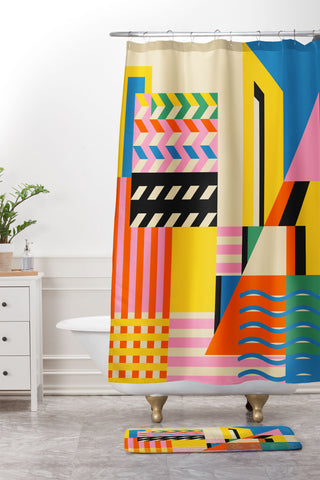 Jen Du South France coast Landscape Shower Curtain And Mat