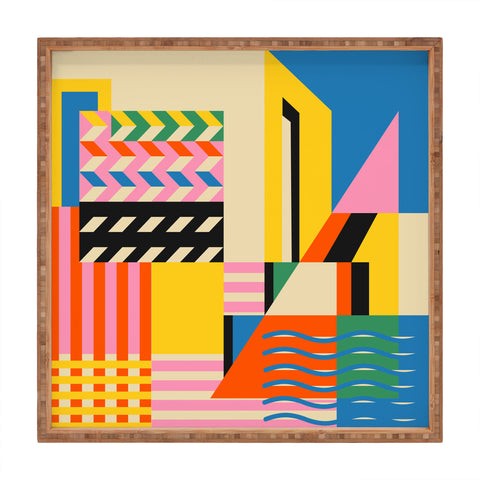 Jen Du South France coast Landscape Square Tray