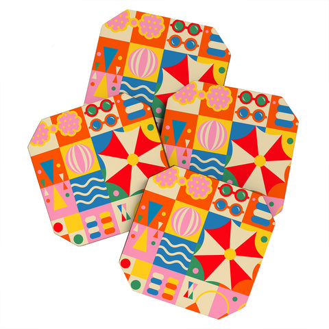 Jen Du Summer Beach Lifestyle Coaster Set