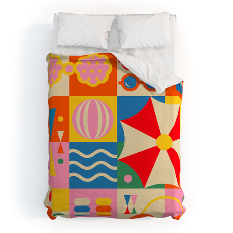 Jen Du Summer Beach Lifestyle Duvet Cover