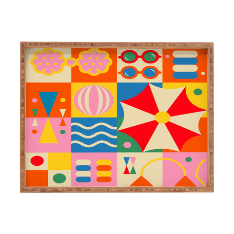 Jen Du Summer Beach Lifestyle Rectangular Tray