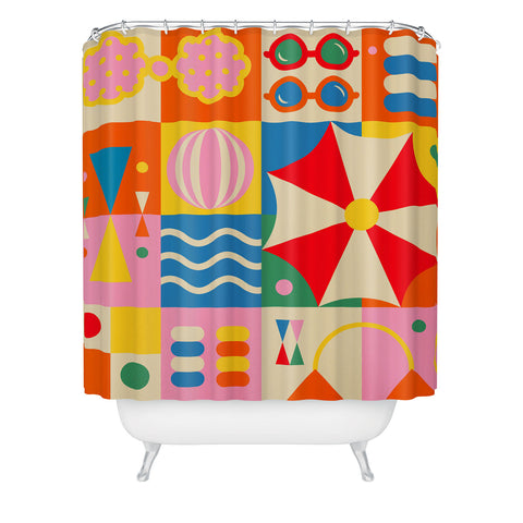 Jen Du Summer Beach Lifestyle Shower Curtain