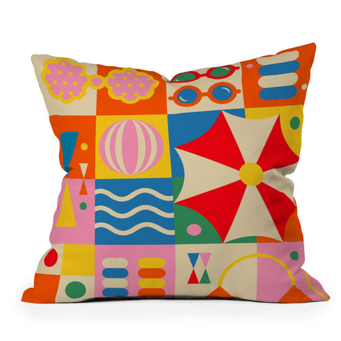 Jen Du Summer Beach Lifestyle Outdoor Throw Pillow