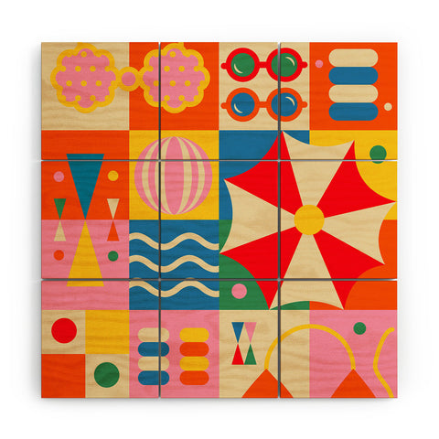 Jen Du Summer Beach Lifestyle Wood Wall Mural