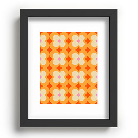 Jen Du Vintage Yellow Orange Flowers Recessed Framing Rectangle