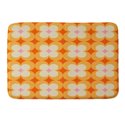 Jen Du Vintage Yellow Orange Flowers Memory Foam Bath Mat