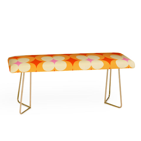 Jen Du Vintage Yellow Orange Flowers Bench