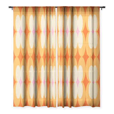 Jen Du Vintage Yellow Orange Flowers Sheer Non Repeat
