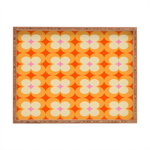 Jen Du Vintage Yellow Orange Flowers Rectangular Tray