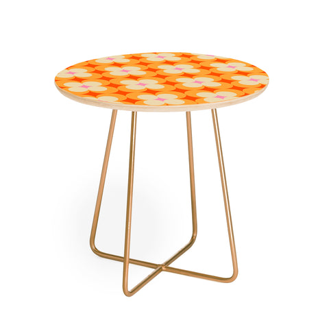 Jen Du Vintage Yellow Orange Flowers Round Side Table