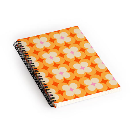 Jen Du Vintage Yellow Orange Flowers Spiral Notebook