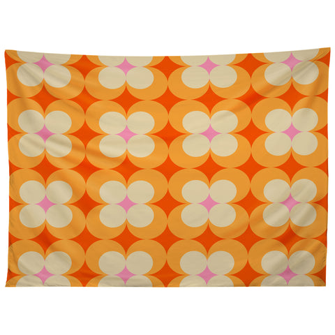 Jen Du Vintage Yellow Orange Flowers Tapestry
