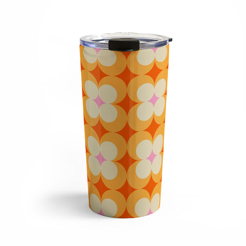 Jen Du Vintage Yellow Orange Flowers Travel Mug
