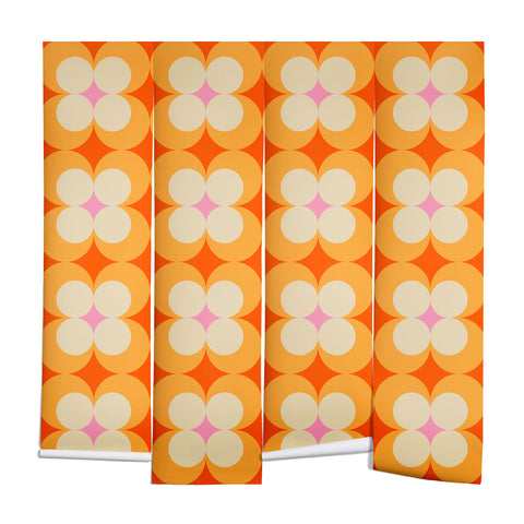 Jen Du Vintage Yellow Orange Flowers Wall Mural