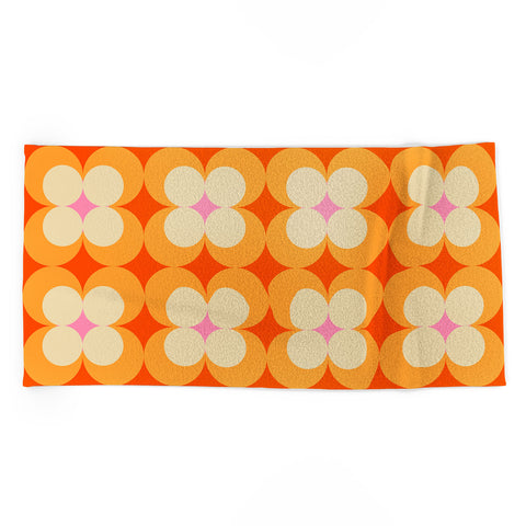 Jen Du Vintage Yellow Orange Flowers Beach Towel
