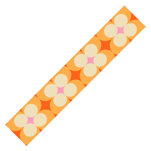 Jen Du Vintage Yellow Orange Flowers Table Runner