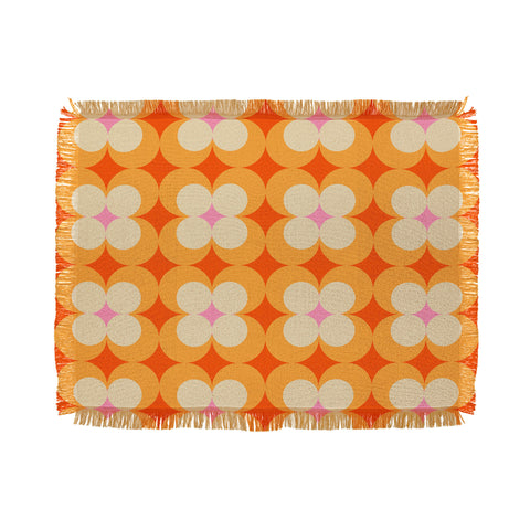 Jen Du Vintage Yellow Orange Flowers Throw Blanket