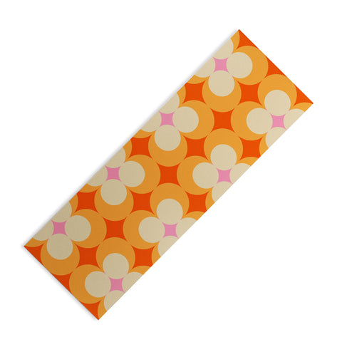 Jen Du Vintage Yellow Orange Flowers Yoga Mat