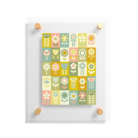 Jenean Morrison 50s Flower Grid Floating Acrylic Print