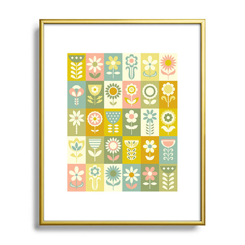 Jenean Morrison 50s Flower Grid Metal Framed Art Print