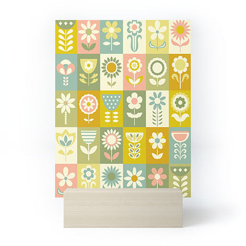 Jenean Morrison 50s Flower Grid Mini Art Print