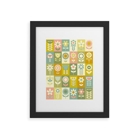 Jenean Morrison 50s Flower Grid Framed Art Print