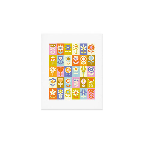 Jenean Morrison 60s Flower Grid Art Print