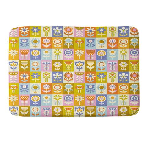 Jenean Morrison 60s Flower Grid Memory Foam Bath Mat