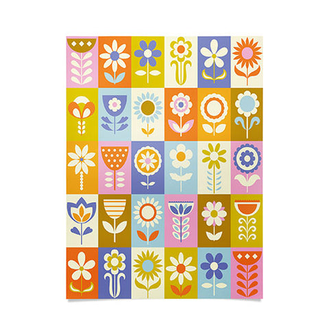 Jenean Morrison 60s Flower Grid Poster