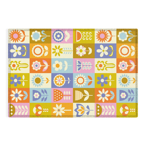 Jenean Morrison 60s Flower Grid Outdoor Rug