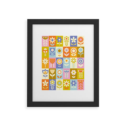 Jenean Morrison 60s Flower Grid Framed Art Print