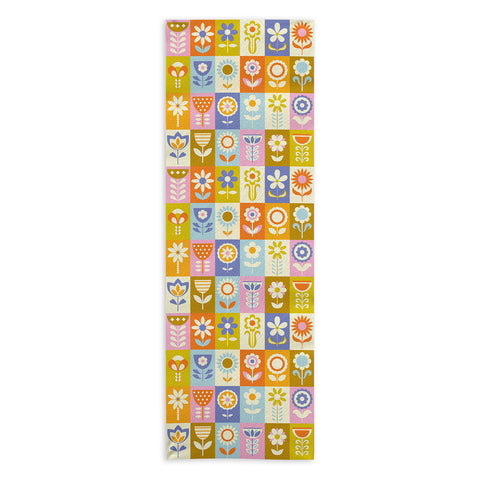 Jenean Morrison 60s Flower Grid Yoga Towel