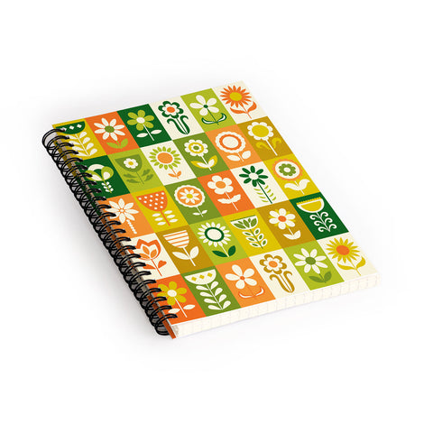 Jenean Morrison 70s Flower Grid Spiral Notebook